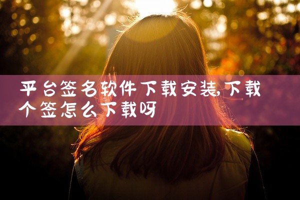 平台签名软件下载安装