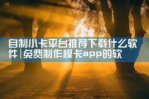 自制小卡平台推荐下载什么软件